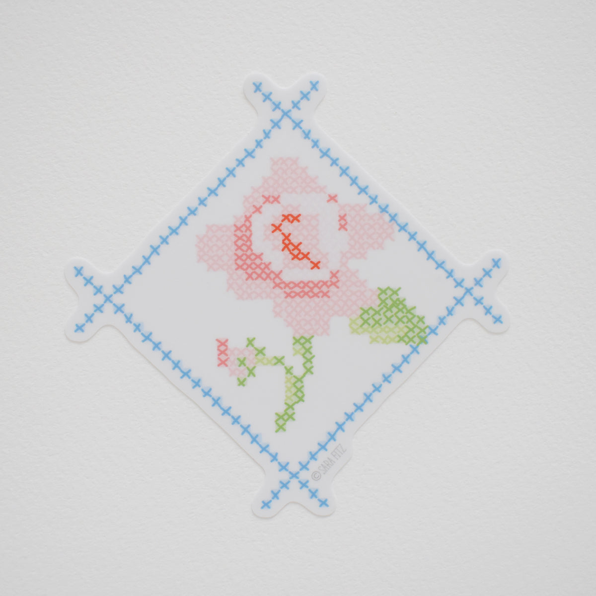 Cross Stitch Rose Sticker