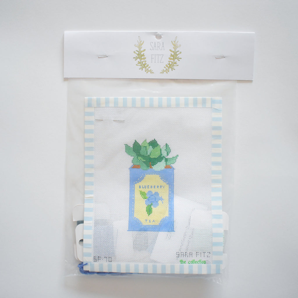 Blueberry Tea Tin Needlepoint