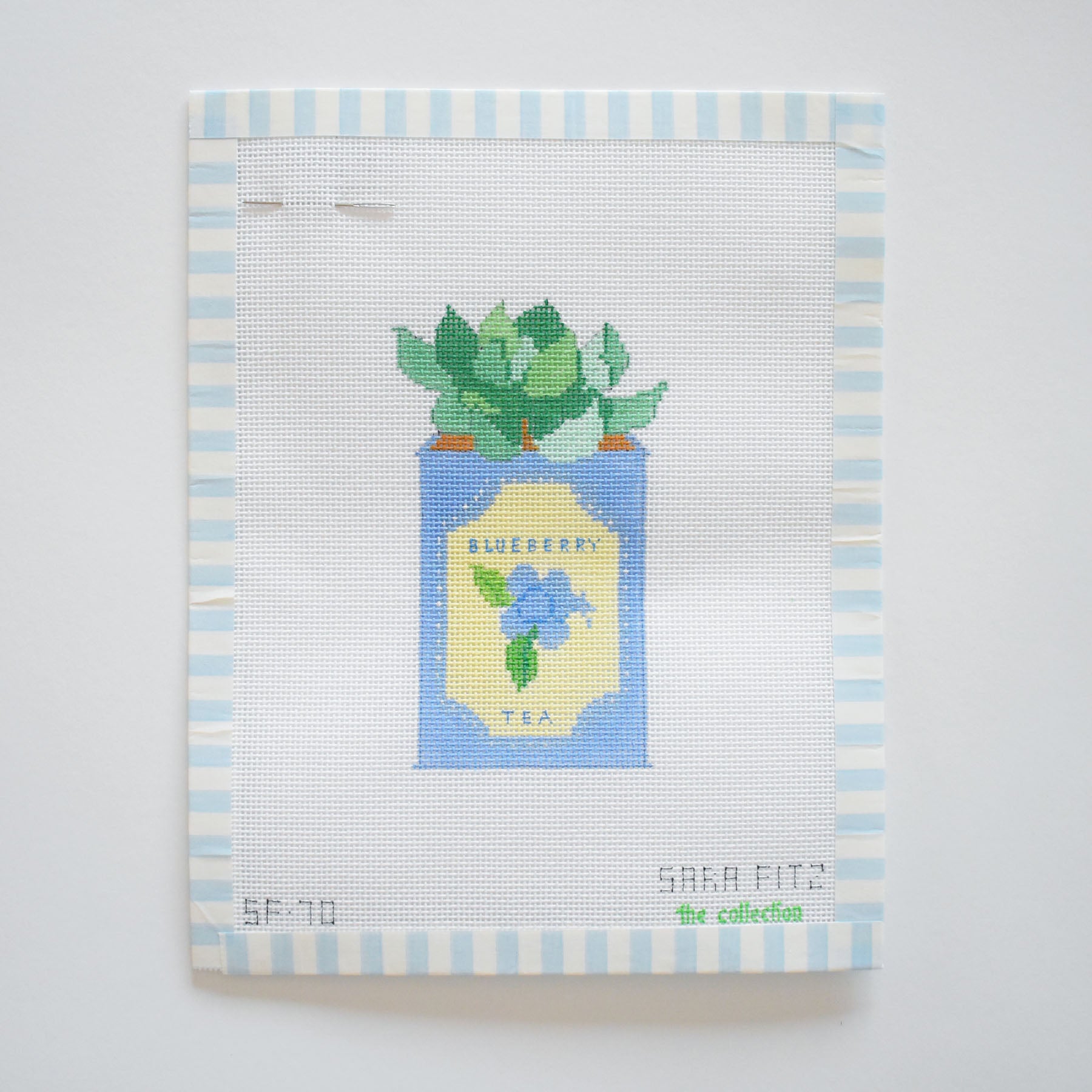 Blueberry Tea Tin Needlepoint