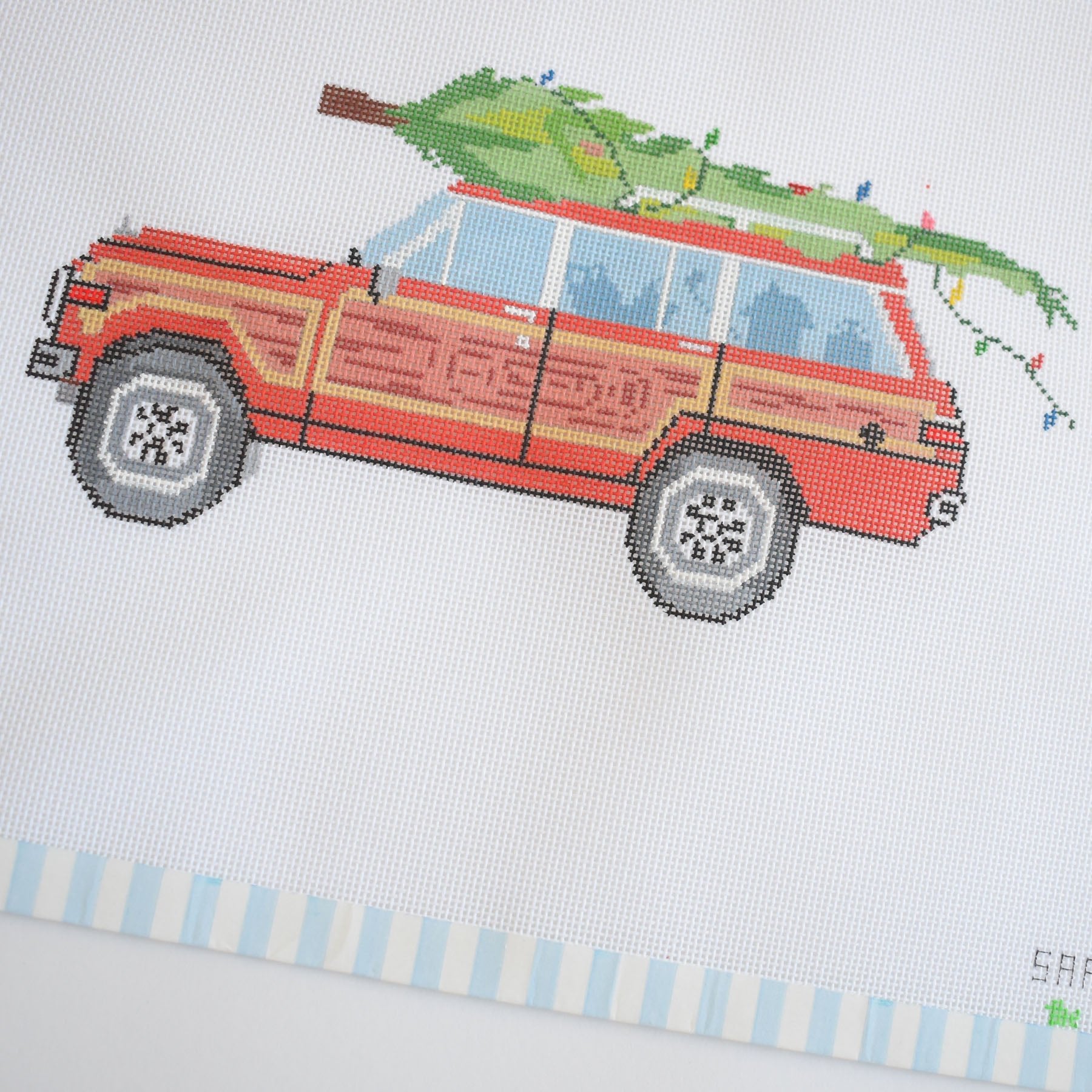 Tree Topped Wagon Needlepoint Needlepoint Sara Fitz 