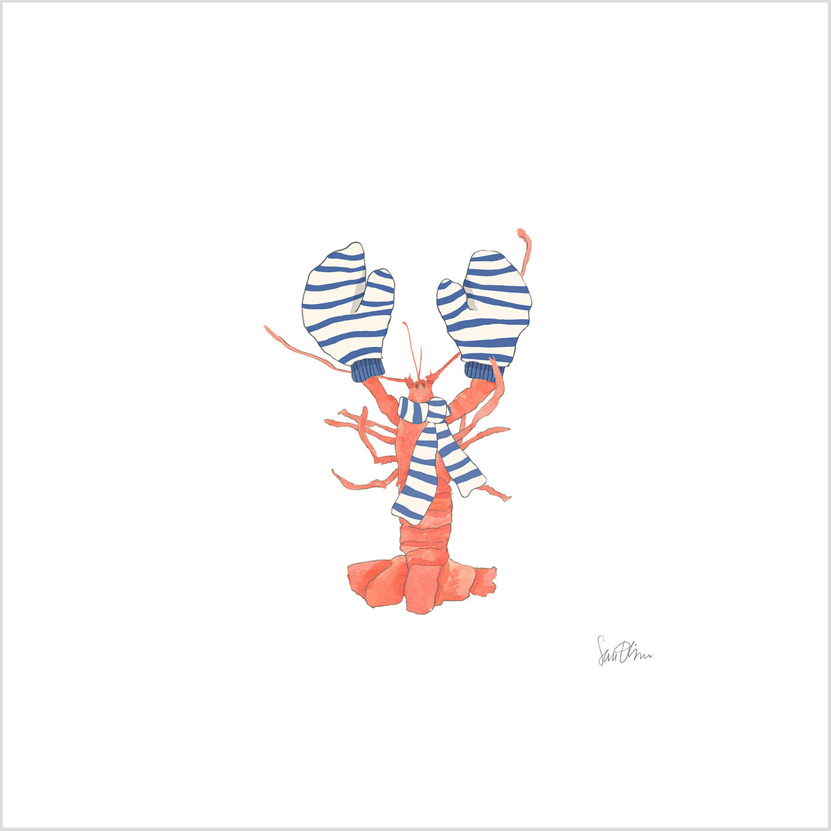 Cozy Lobster Art Print by Sara Fitz