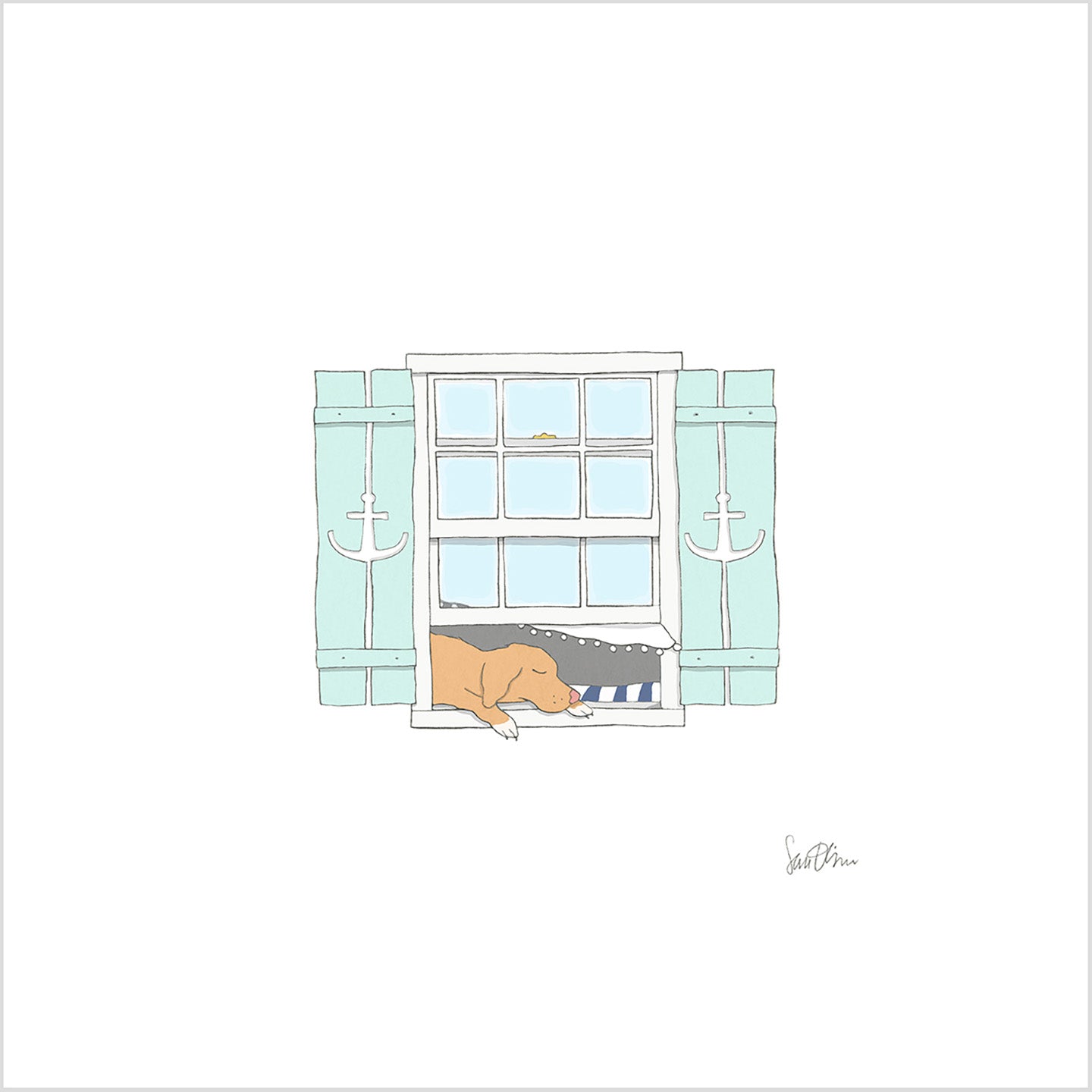 Pup in Window Art Print
