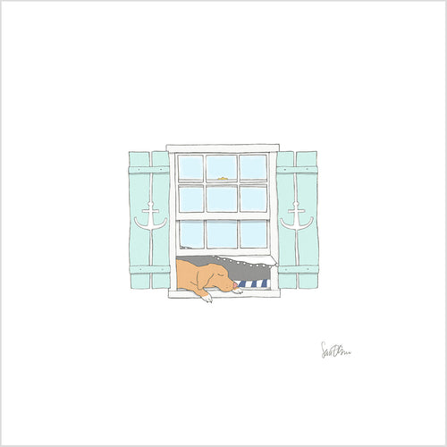 Pup in Window Art Print Art Prints Sara Fitz 