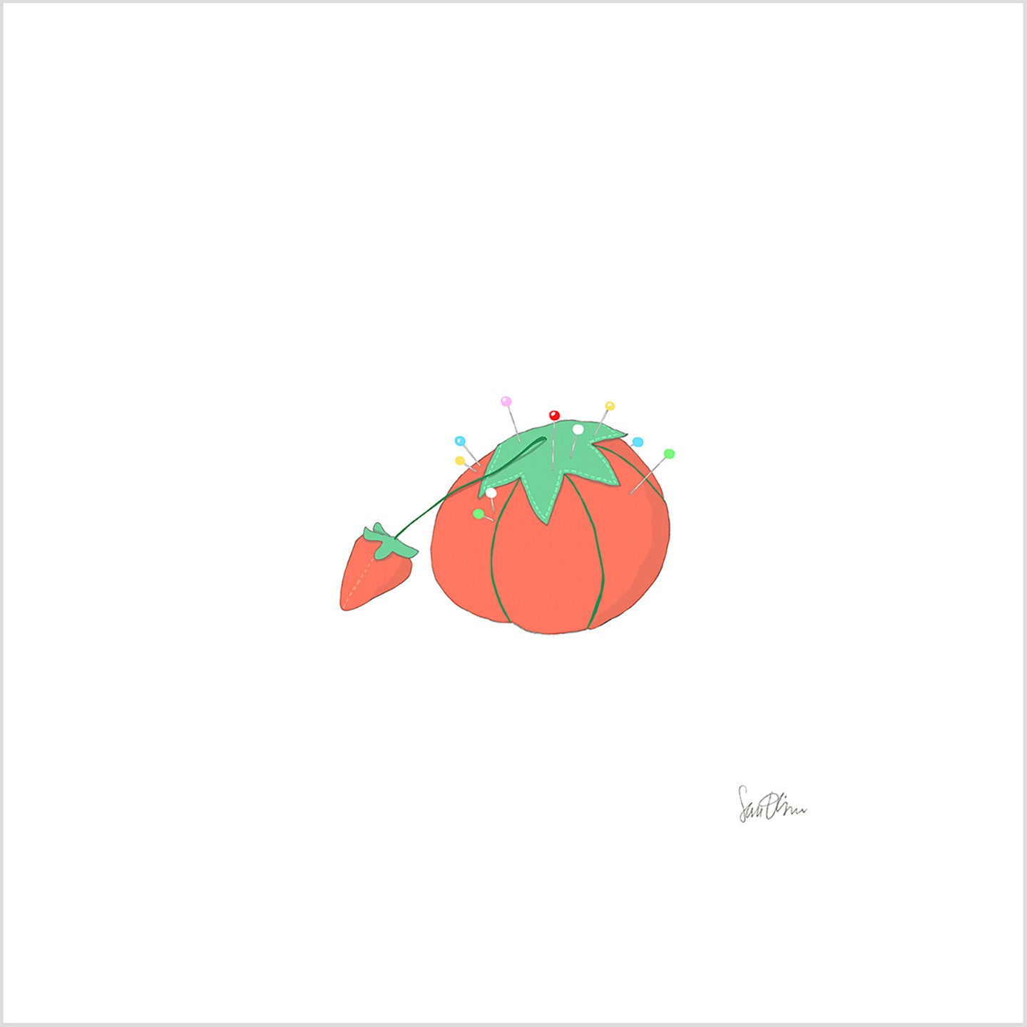 Tomato Pincushion Art Print