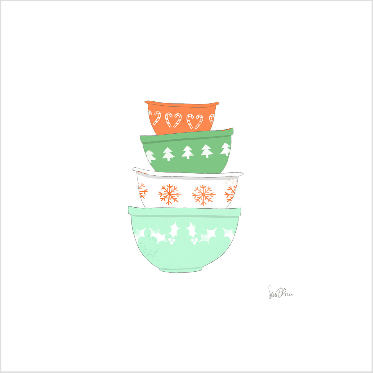 Vintage Mixing Bowls Art Print by Sara Fitz