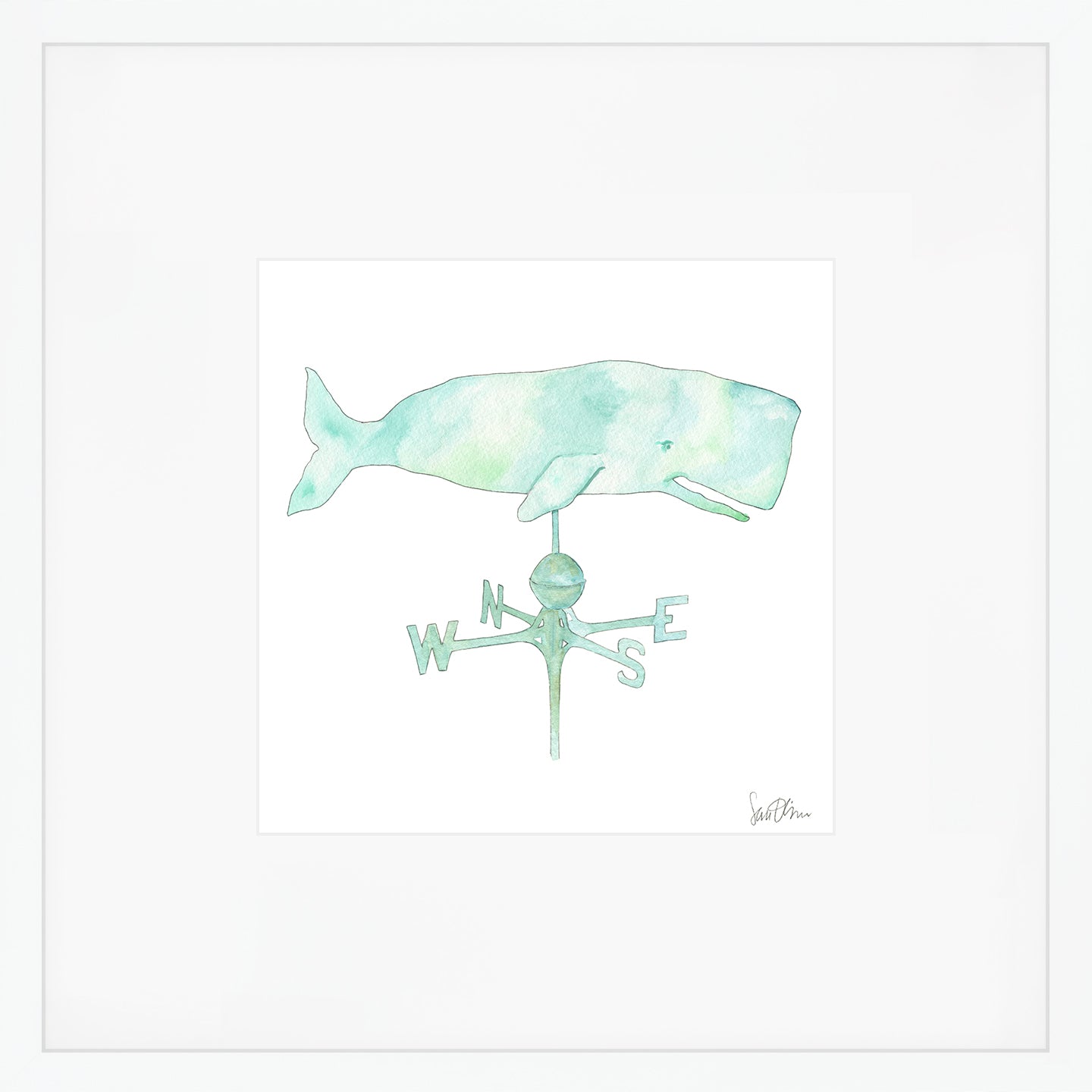 Whale Weathervane Art Print by Sara Fitz