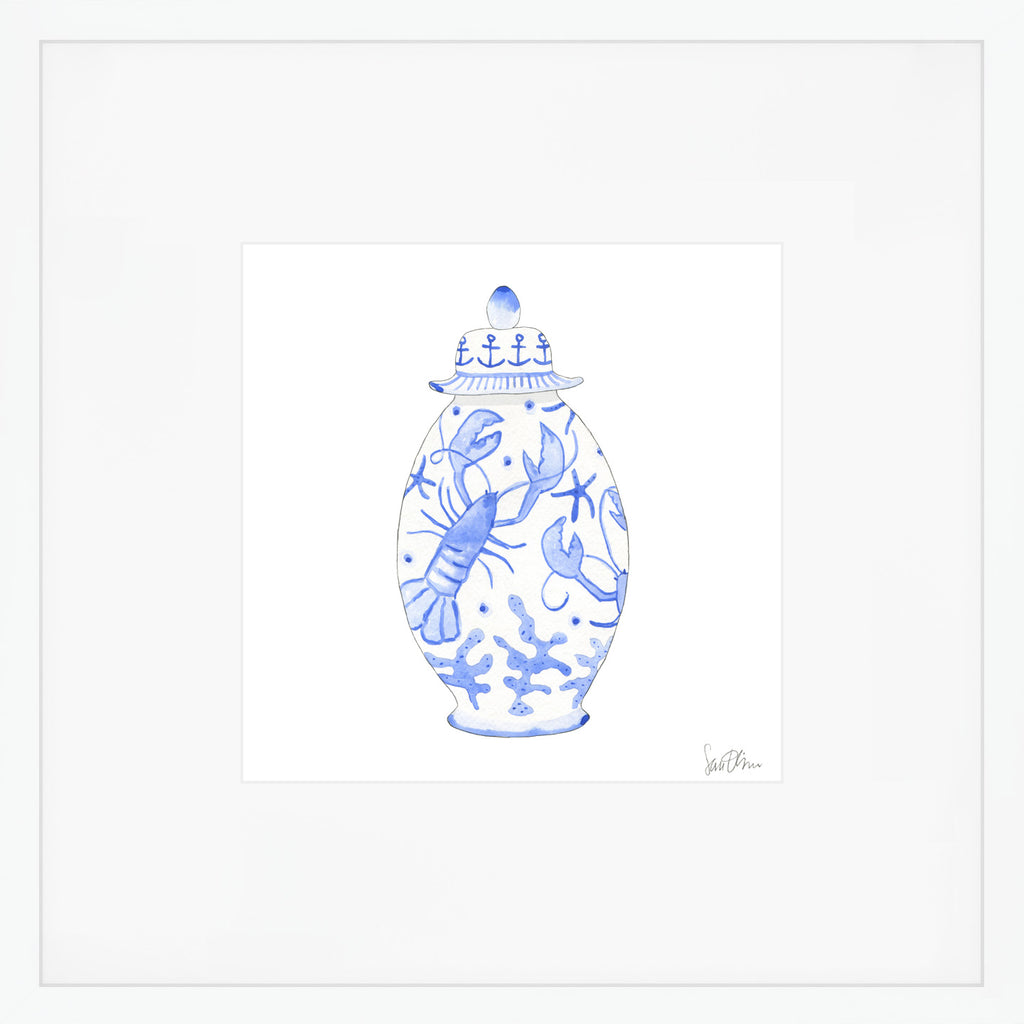 Nautical Ginger Jar, Lobster Art Print by Sara Fitz