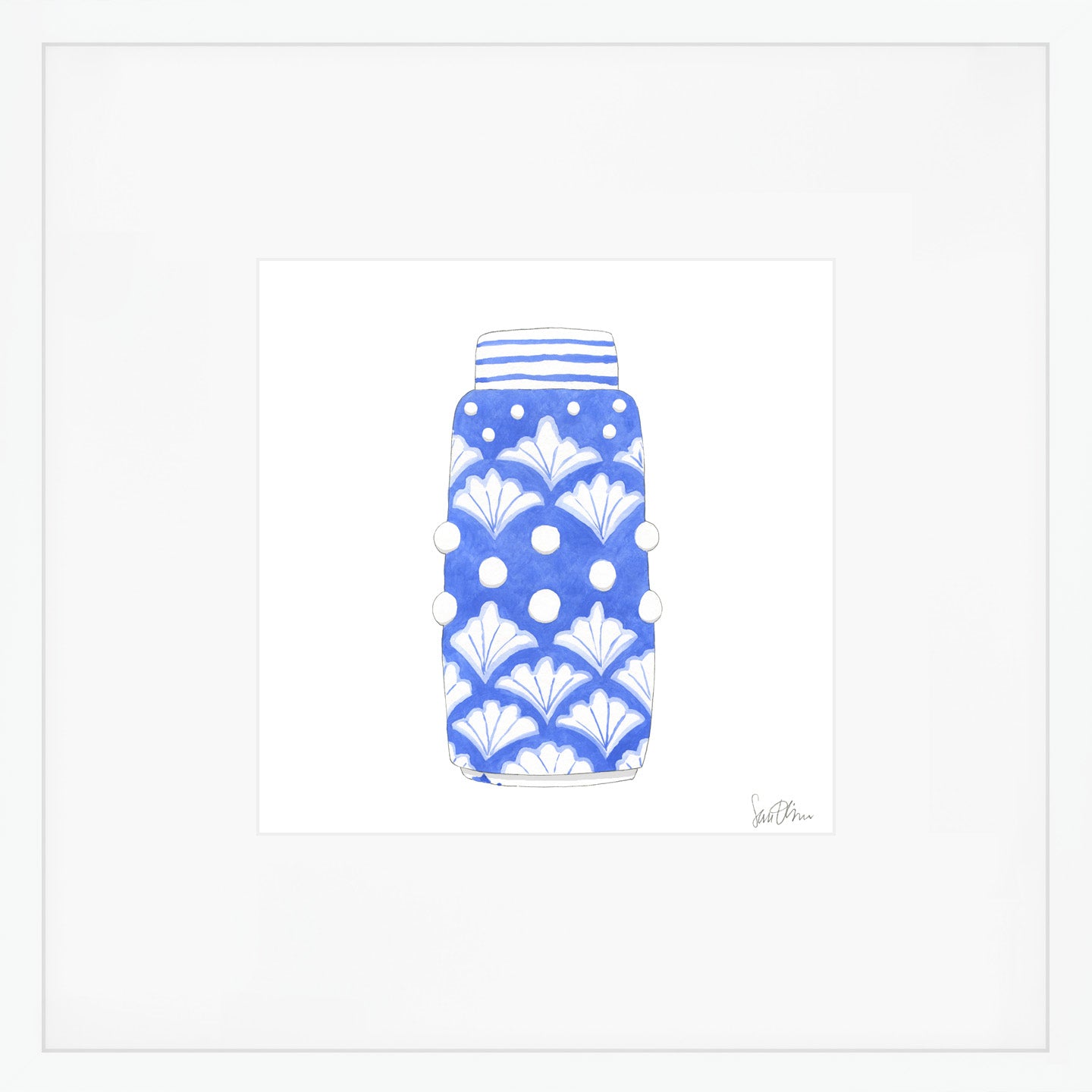 Nautical Ginger Jar, Shell Art Print by Sara Fitz