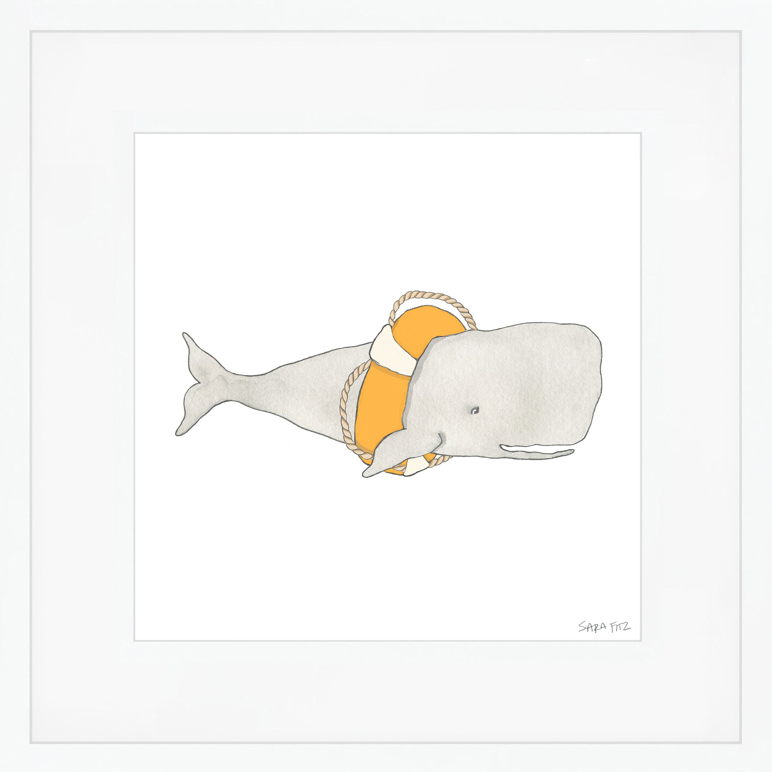 Whale Mega Art Print by Sara Fitz