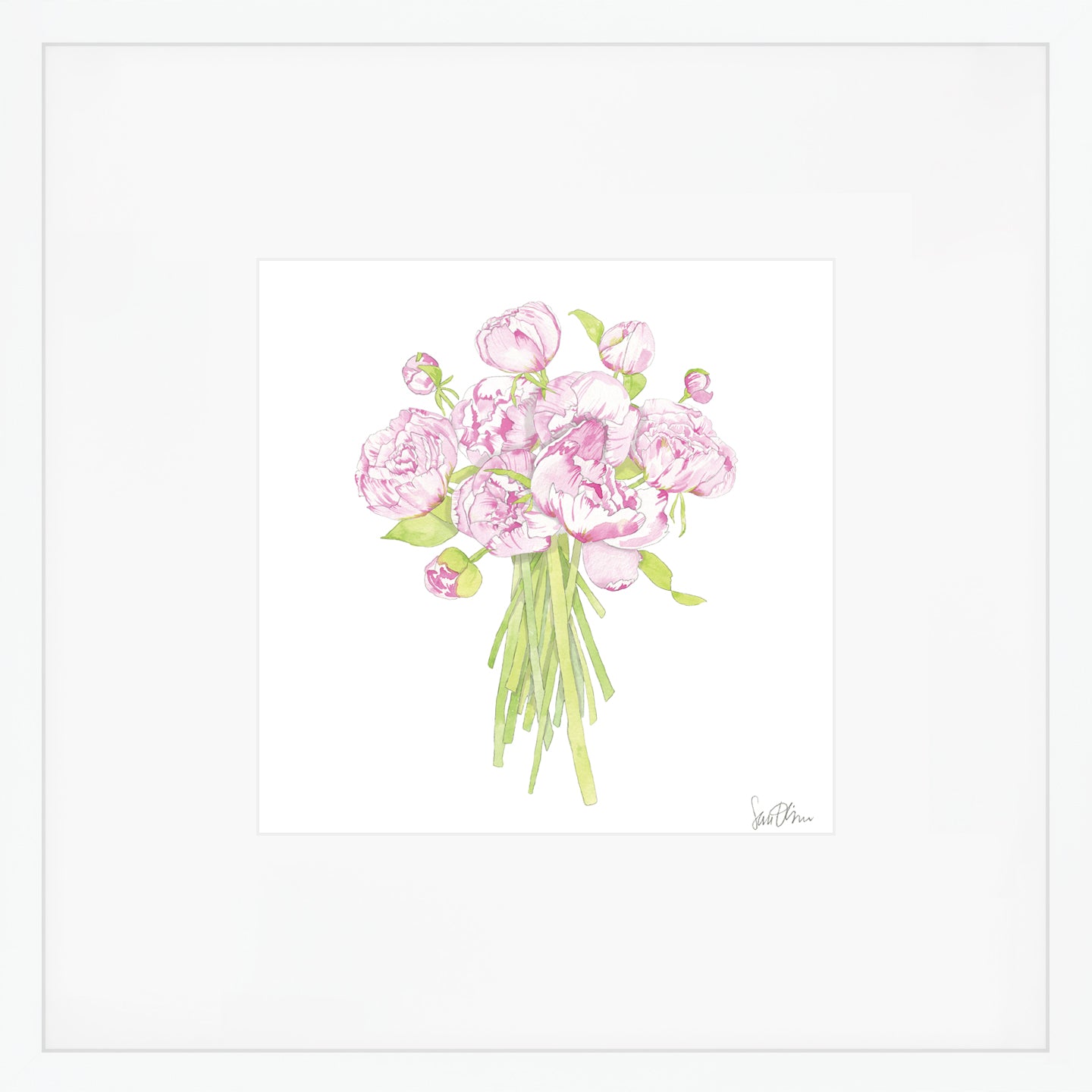 Pink Peonies Art Print by Sara Fitz
