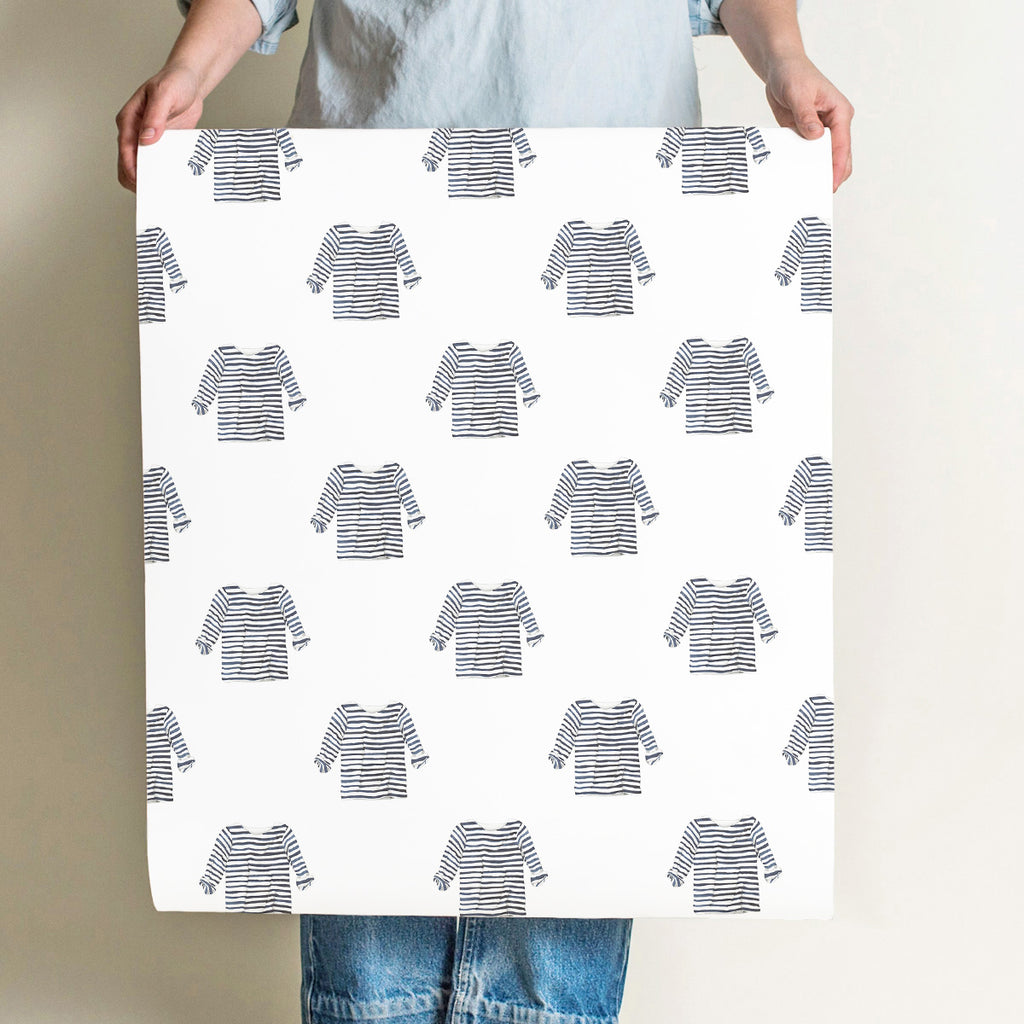 Navy + White Striped Shirt Wallpaper by Sara Fitz