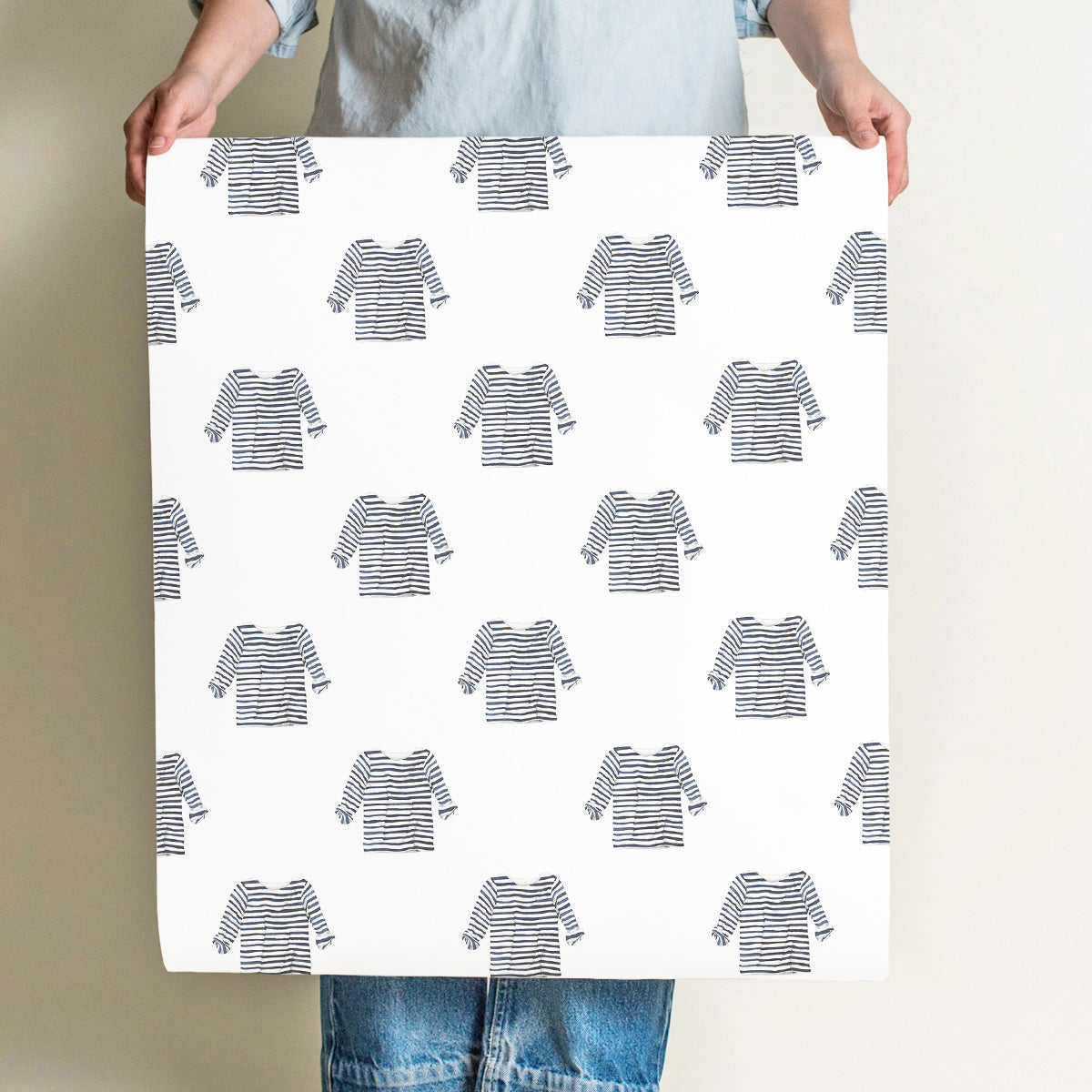 Navy + White Striped Shirt Wallpaper by Sara Fitz