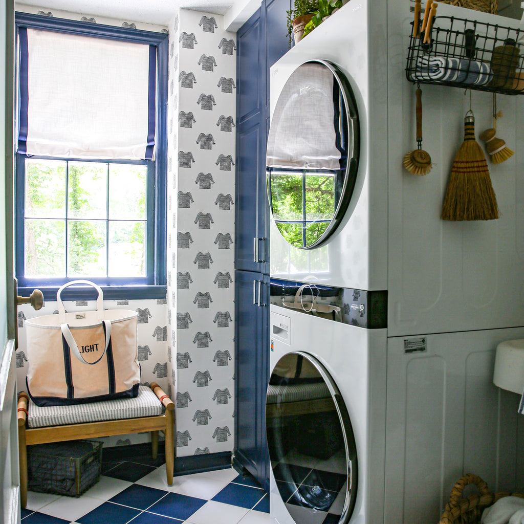 Navy + White Striped Shirt Wallpaper by Sara Fitz