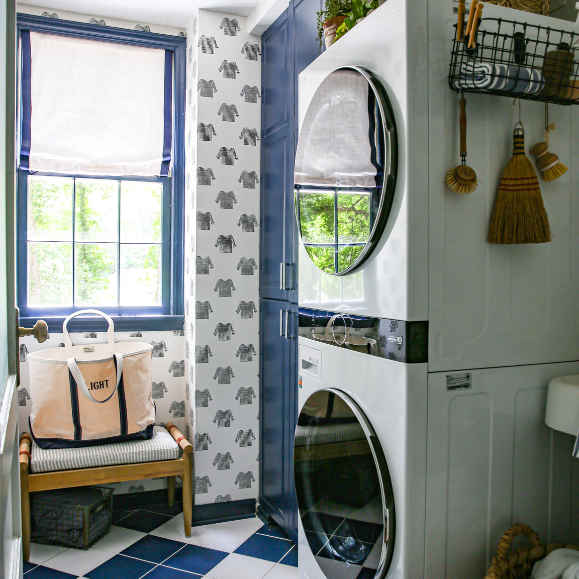 Navy + White Striped Shirt Wallpaper by Sara Fitz