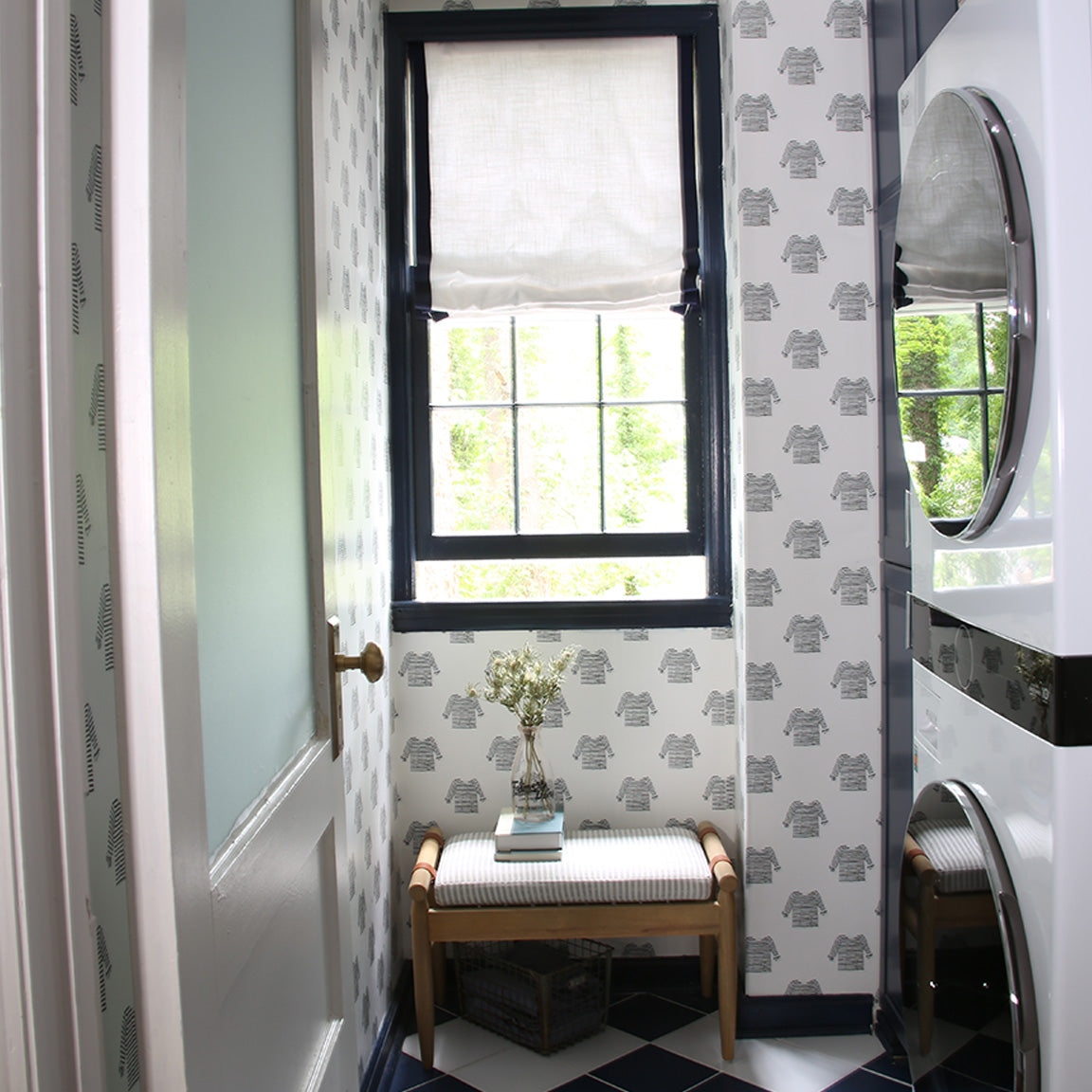 Navy + White Striped Shirt Wallpaper by Sara Fitz