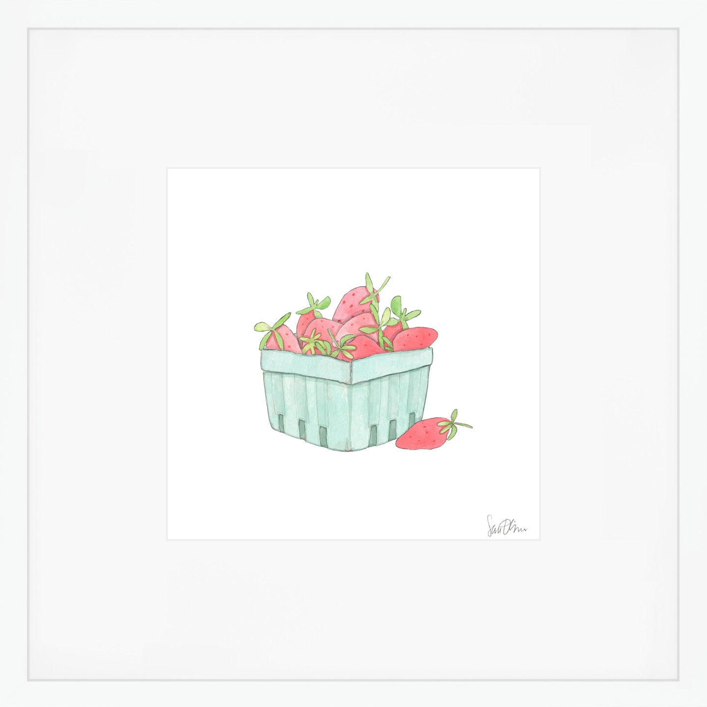 Strawberry Basket Art Print by Sara Fitz