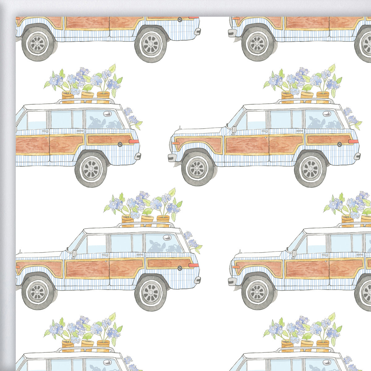 Seersucker Wagon Gift Wrap by Sara Fitz