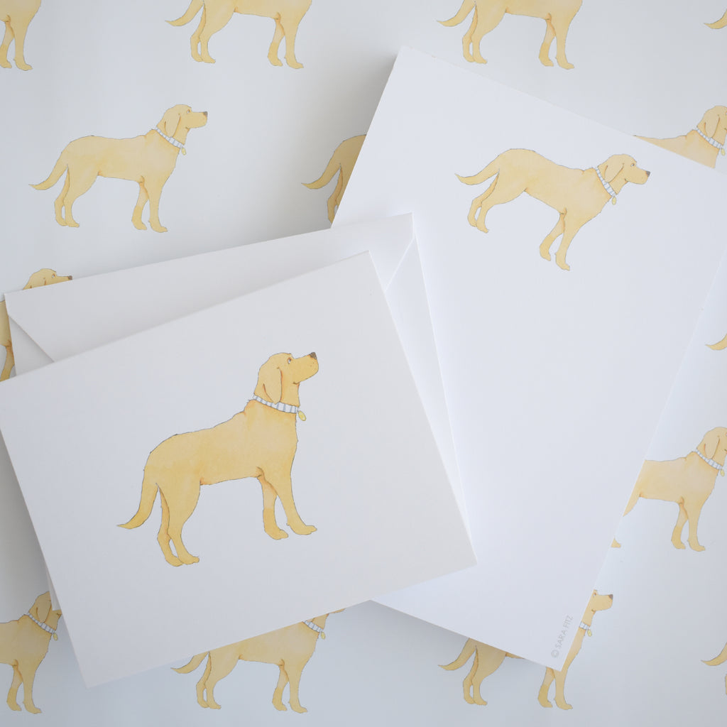Golden Pup Gift Wrap by Sara Fitz