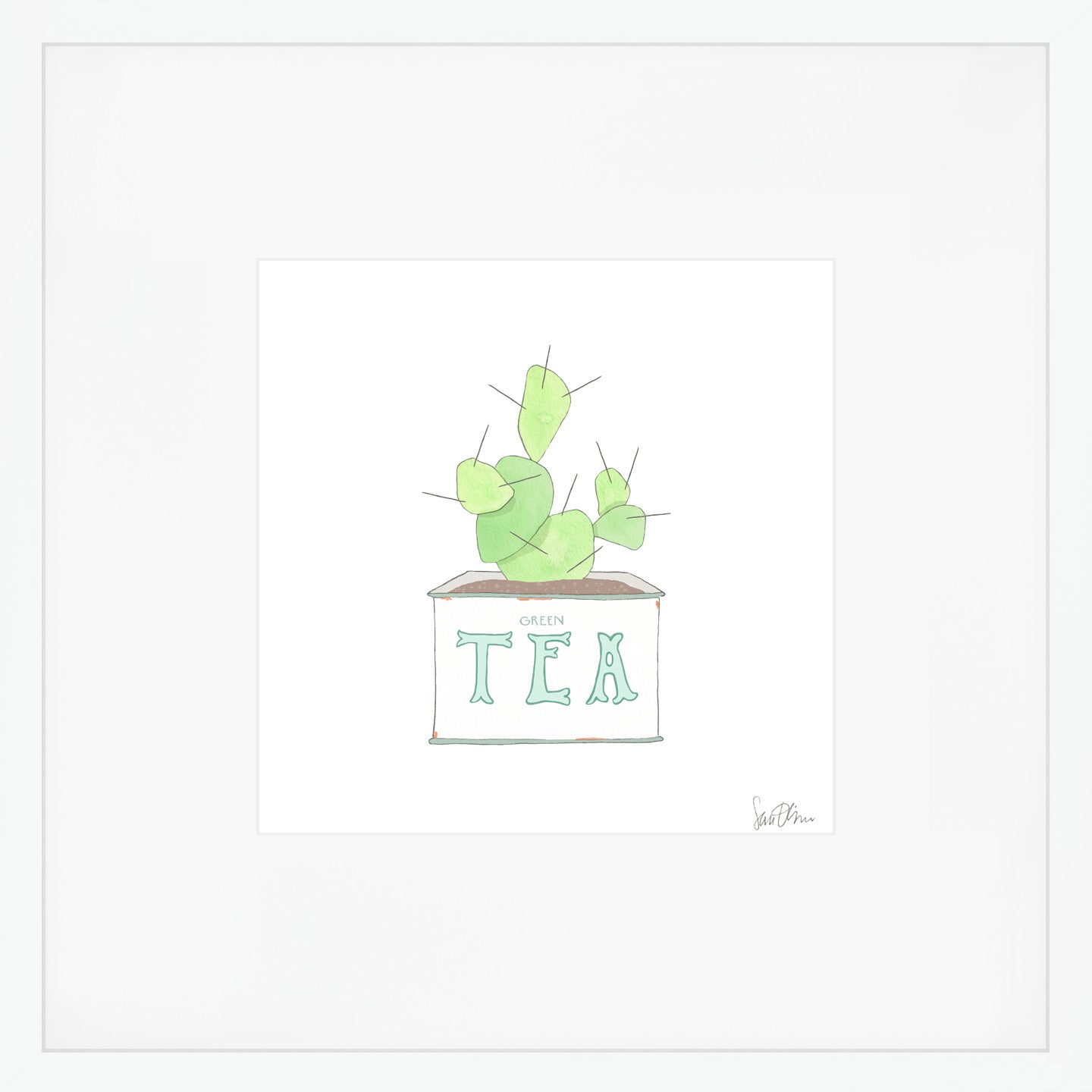 Tea Tin, Green Art Print by Sara Fitz