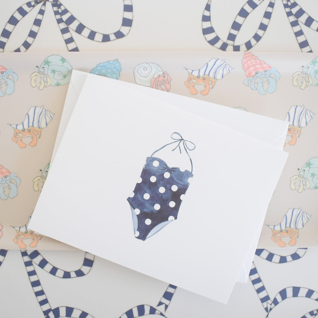 Polka Dot Swimsuit Note Card by Sara Fitz