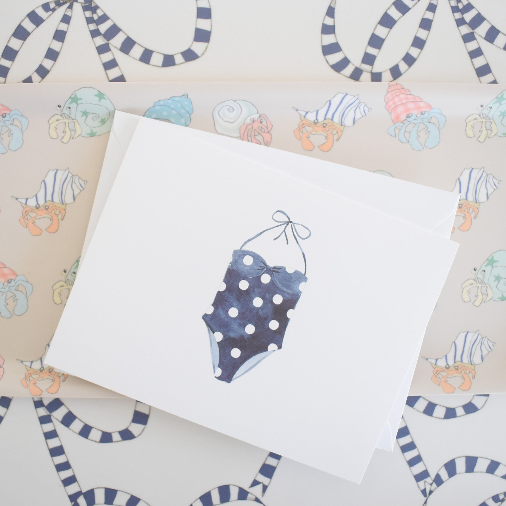 Polka Dot Swimsuit Note Card by Sara Fitz