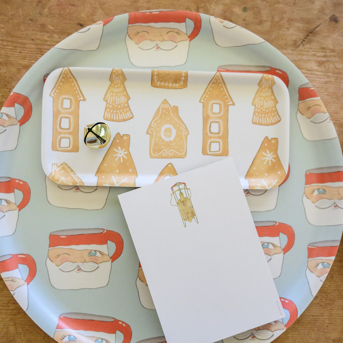 Large Santa Mug Tray, Round by Sara Fitz