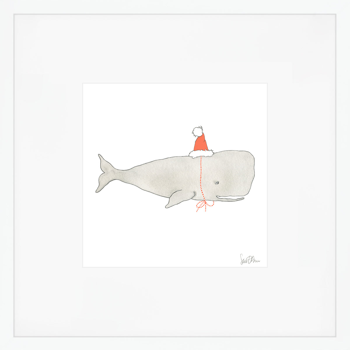 Santa Whale Art Print by Sara Fitz