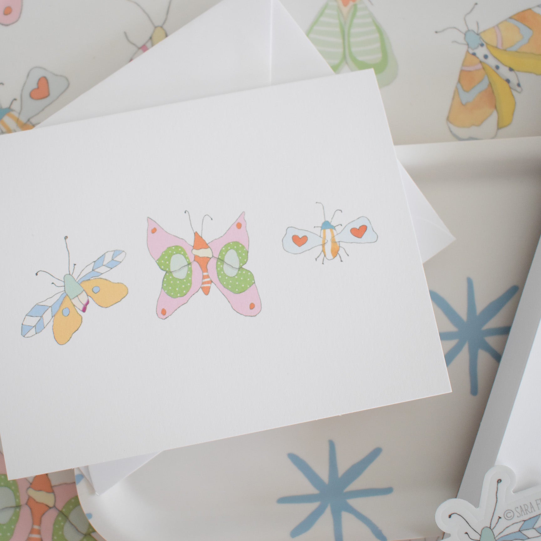 Butterflies Note Card by Sara Fitz