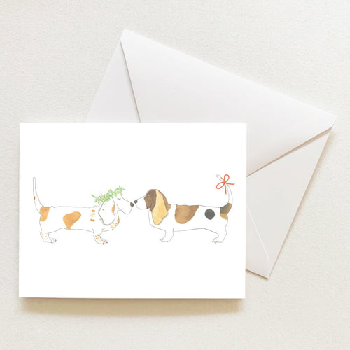 Festive Hound Note Card by Sara Fitz