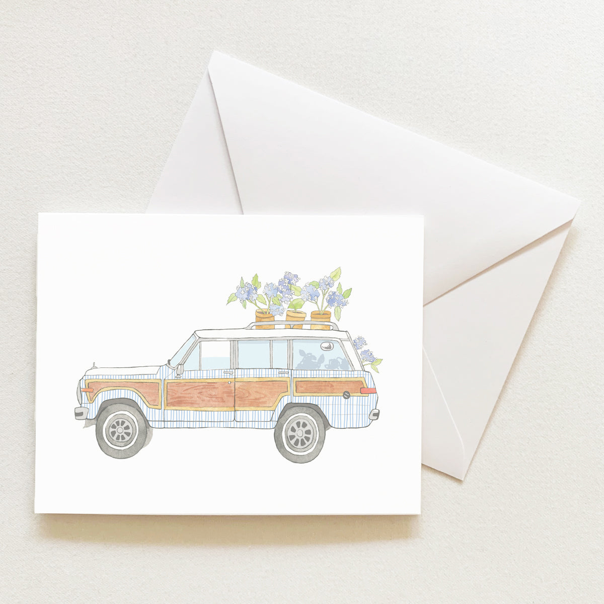 Seersucker Wagon Note Card by Sara Fitz