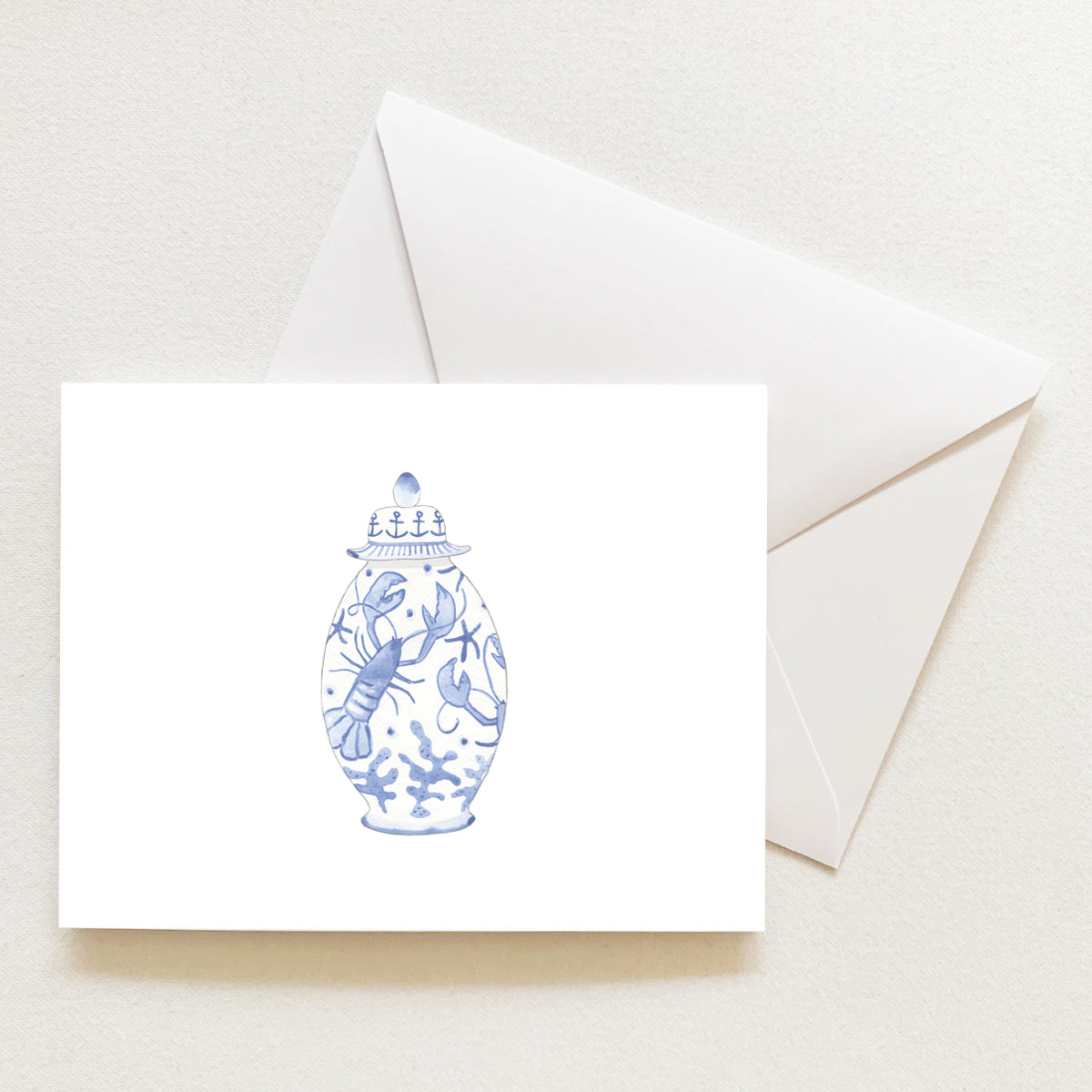 Nautical Ginger Jar Note Card by Sara Fitz