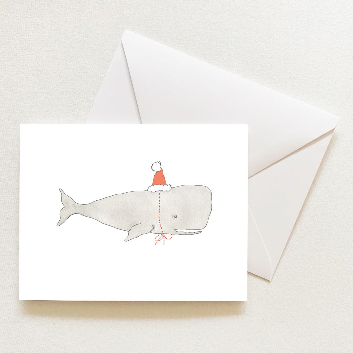 Santa Whale Note Card by Sara Fitz