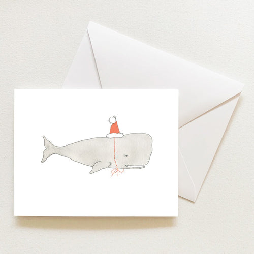 Santa Whale Note Card by Sara Fitz