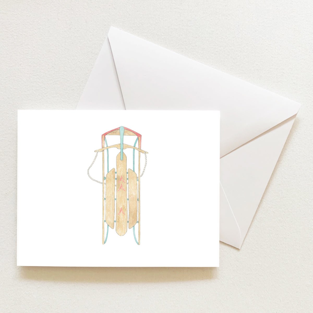 Sled Note Card by Sara Fitz