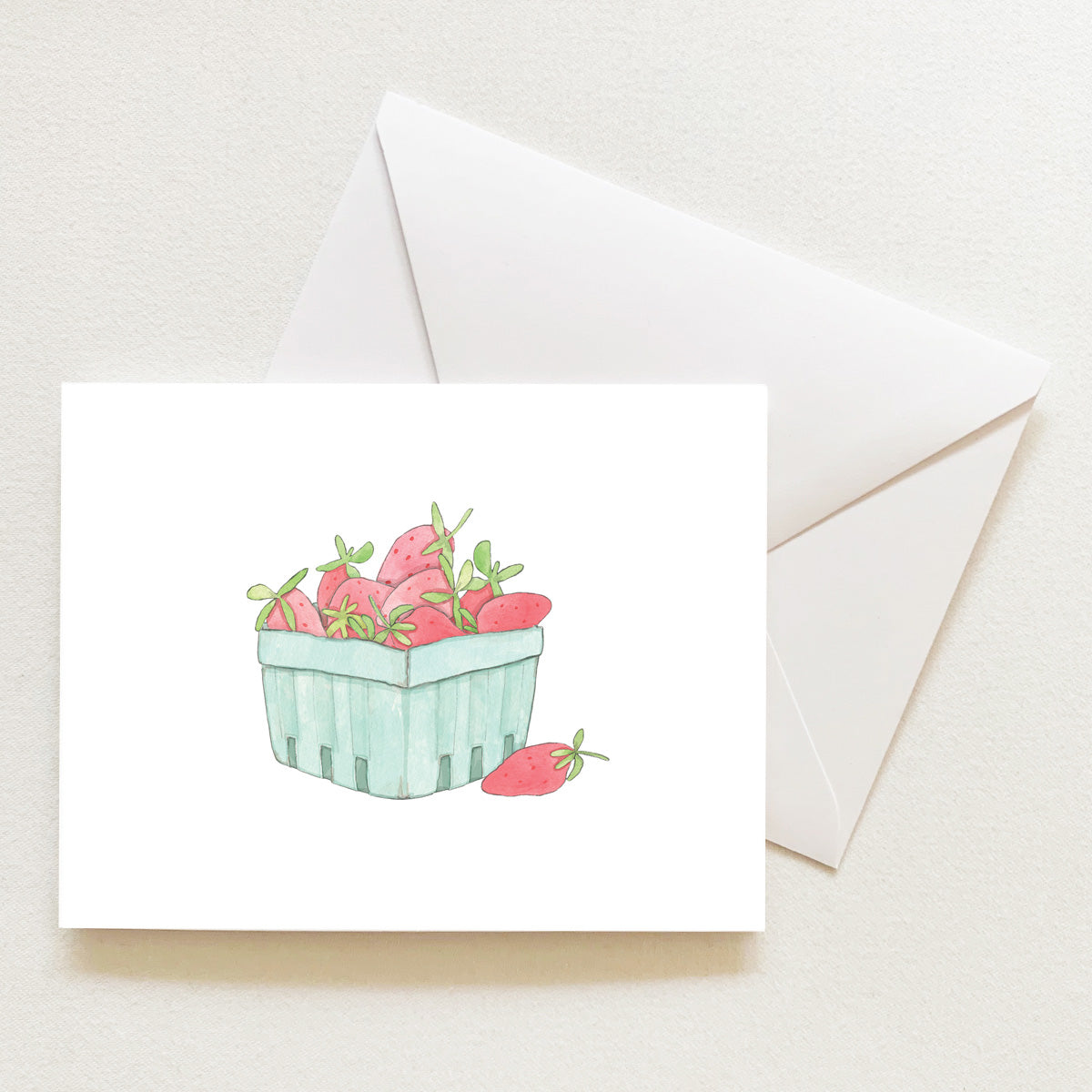 Strawberry Basket Note Card by Sara Fitz