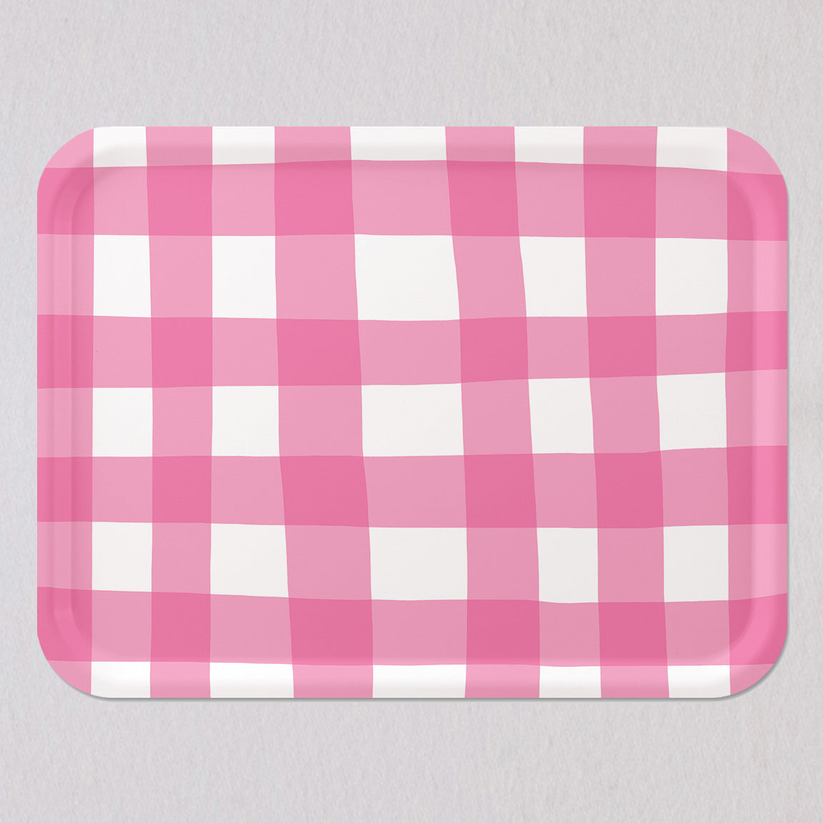 Large Pink Check Tray by Sara Fitz