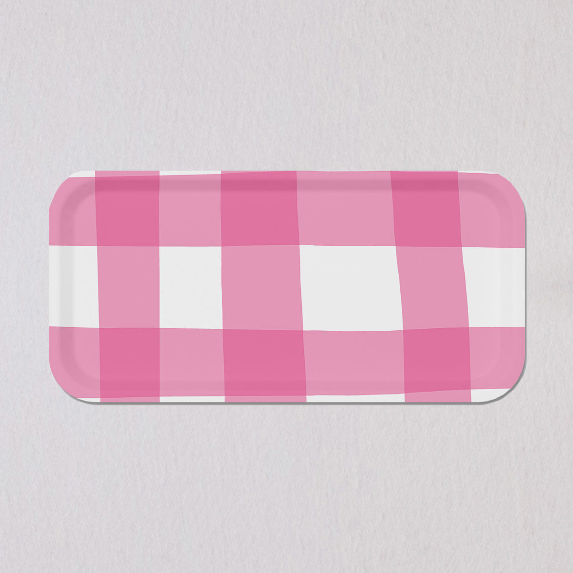Small Pink Check Tray by Sara Fitz