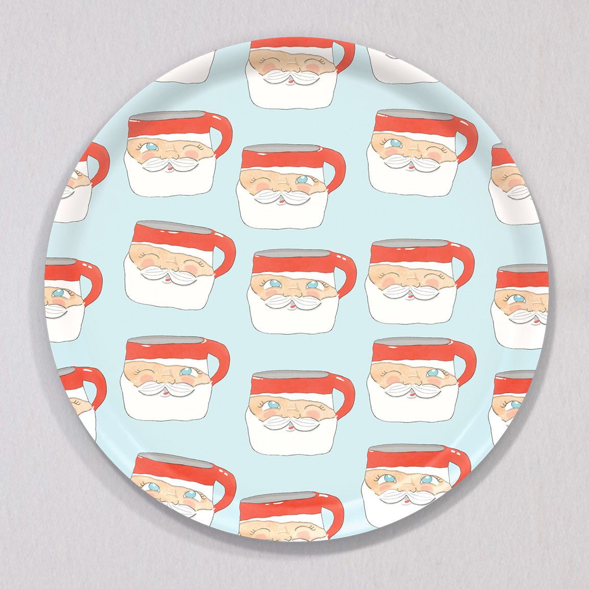 Large Santa Mug Tray, Round by Sara Fitz