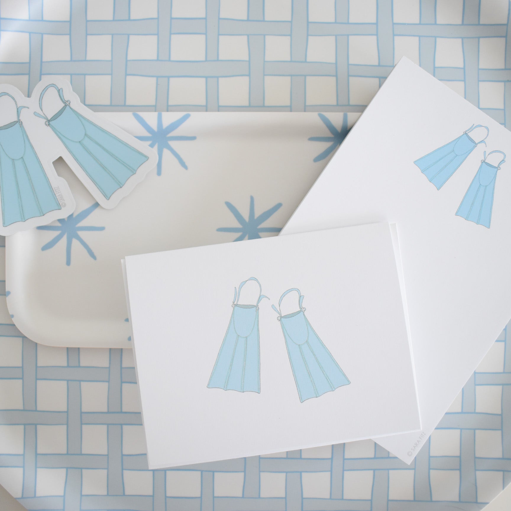 Swim Fins Note Card by Sara Fitz