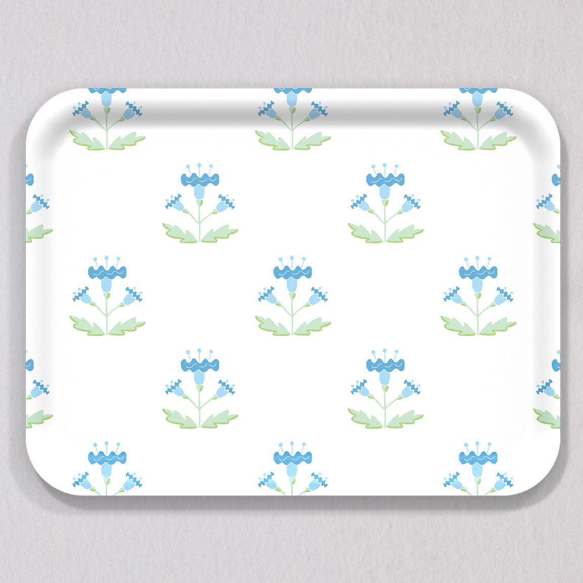 Large Block Print Blue Tray by Sara Fitz