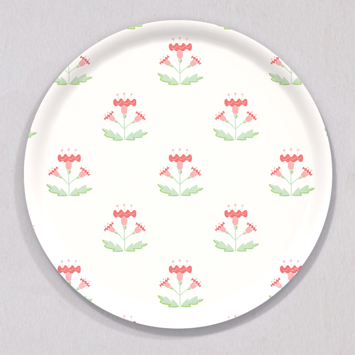 Large Block Print Pink Tray, Round by Sara Fitz