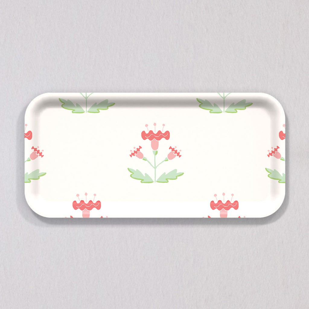 Small Block Print Pink Tray by Sara Fitz