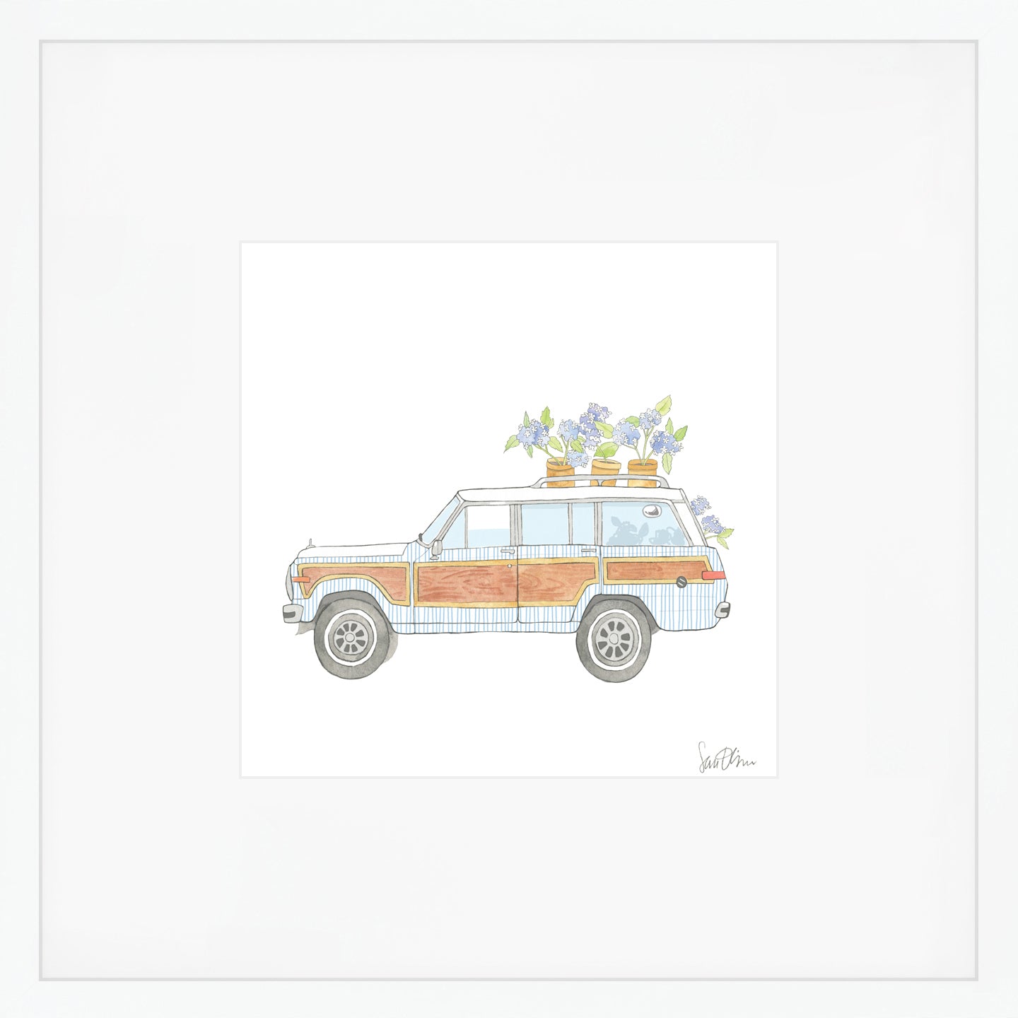 Seersucker Wagon Art Print by Sara Fitz