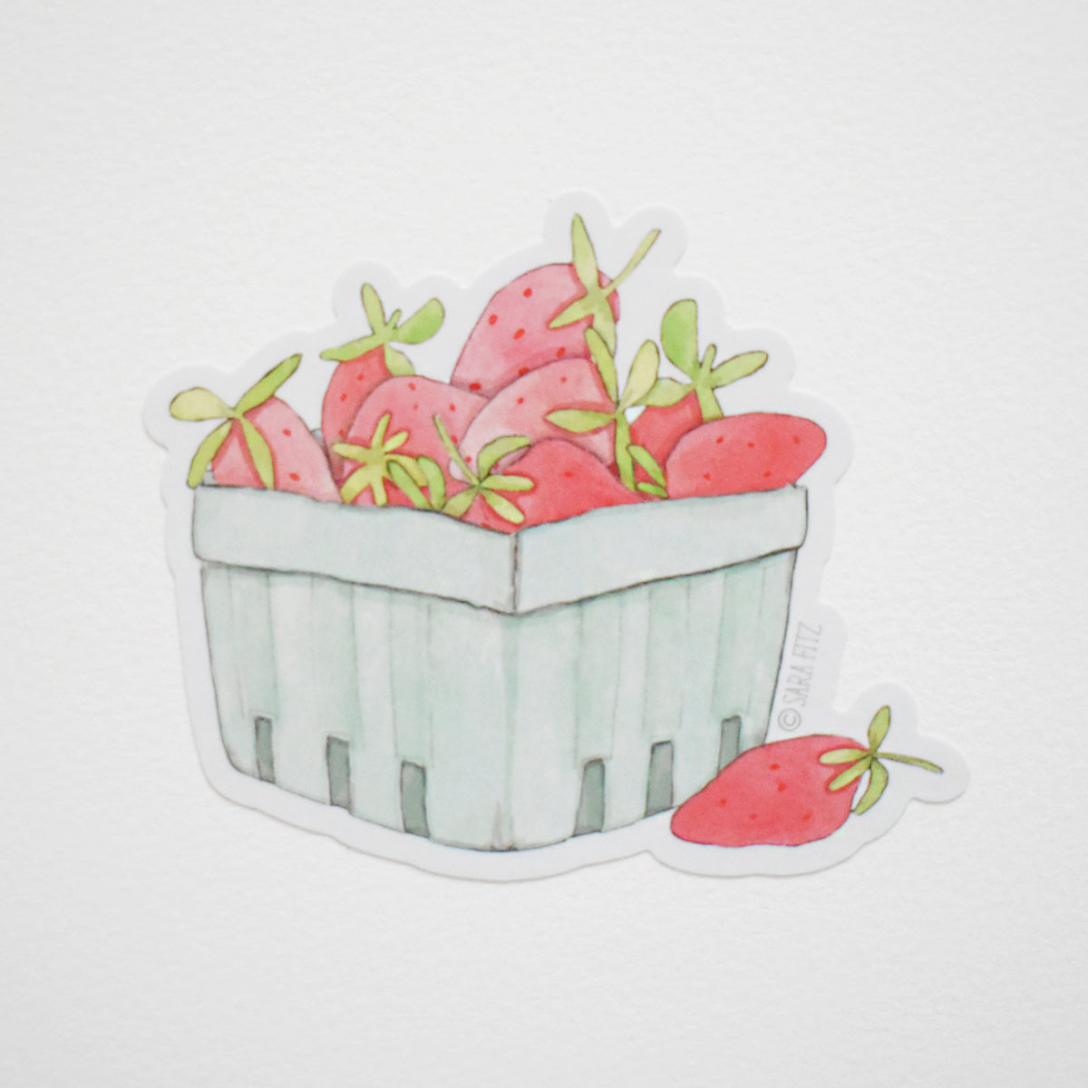 Strawberry Basket Sticker by Sara Fitz