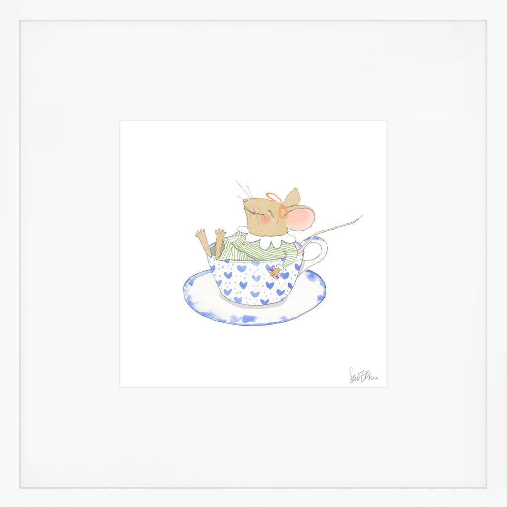 Tea Cup Mouse Art Print by Sara Fitz