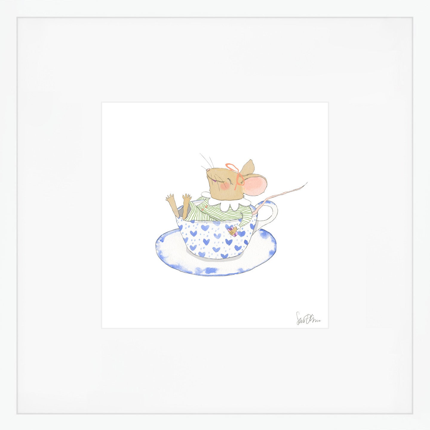Tea Cup Mouse Art Print by Sara Fitz