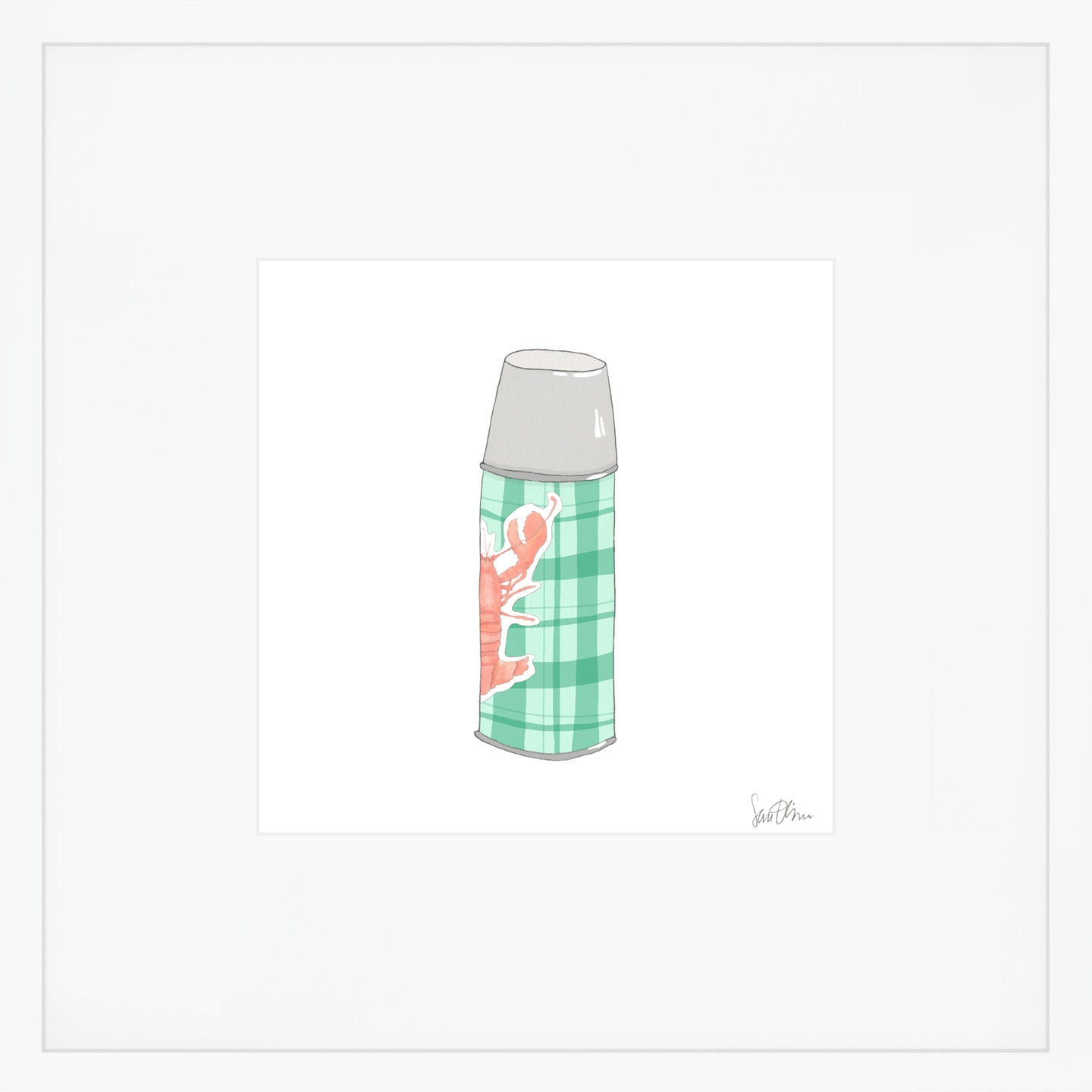 Thermos, Green Art Print by Sara Fitz
