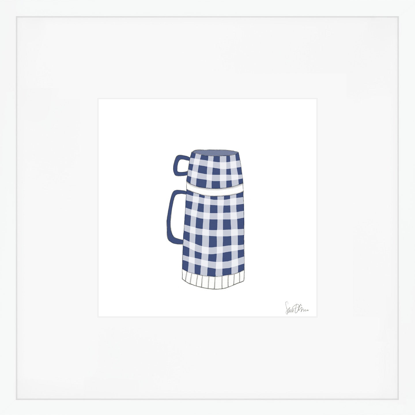 Thermos, Navy Art Print by Sara Fitz