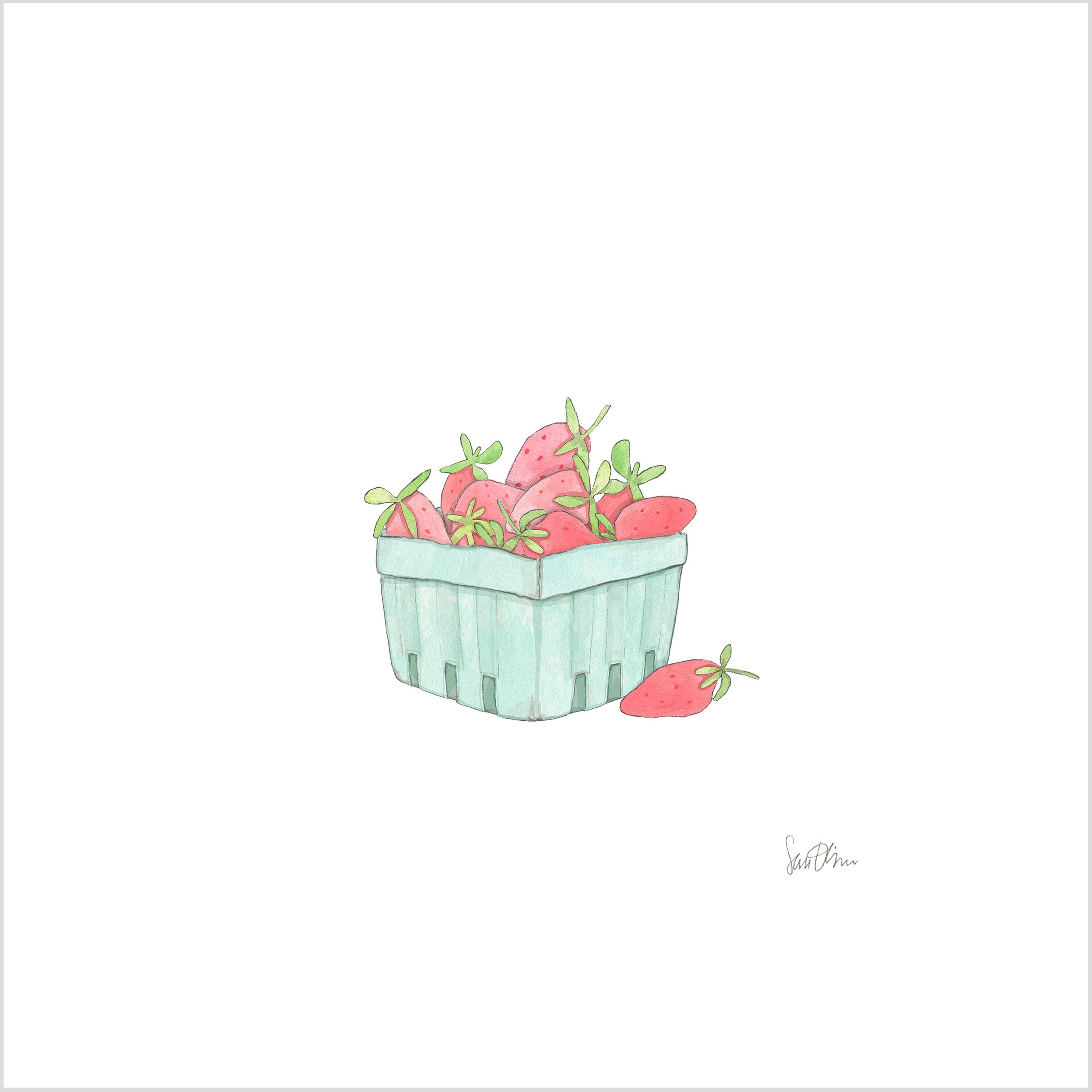 Strawberry Basket Art Print by Sara Fitz