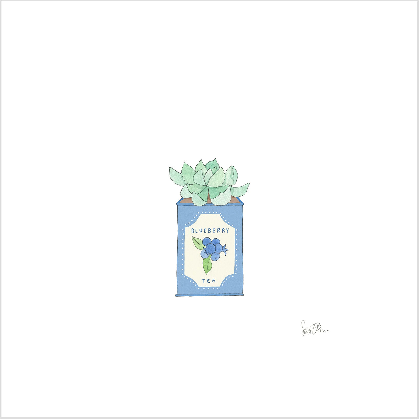 Blueberry Tea Tin Art Print by Sara Fitz
